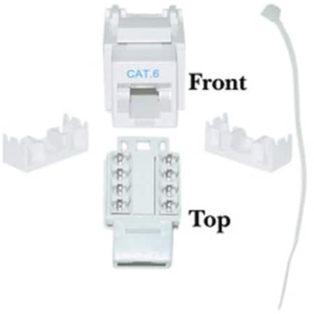 Cable Wholesale Cat6 Keystone Jack White RJ45 Female to 110 Punch Down 326-120WH